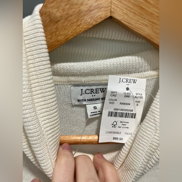 J. Crew Factory Machine-washable merino wool-blend turtleneck small Ivory NWT - Picture 10 of 11